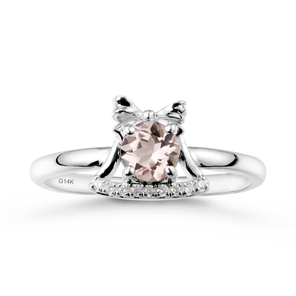 Bow Knot Round Morganite Ring - LUO Jewelry #metal_14k white gold
