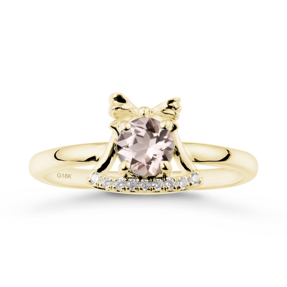 Bow Knot Round Morganite Ring - LUO Jewelry #metal_18k yellow gold