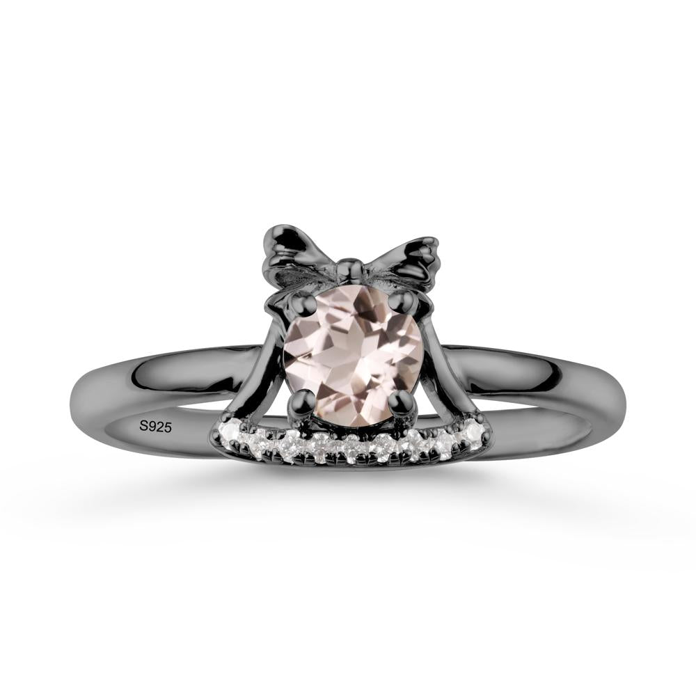 Bow Knot Round Morganite Ring - LUO Jewelry #metal_black finish sterling silver