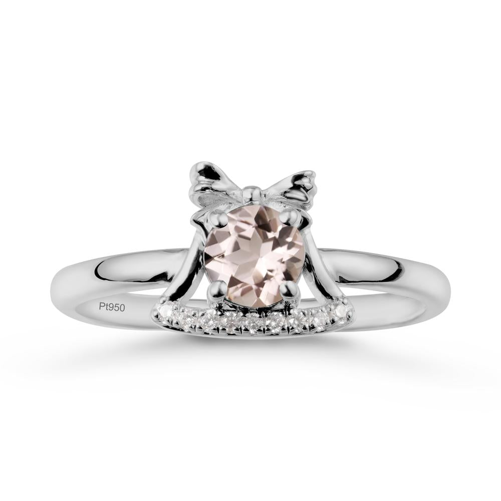 Bow Knot Round Morganite Ring - LUO Jewelry #metal_platinum