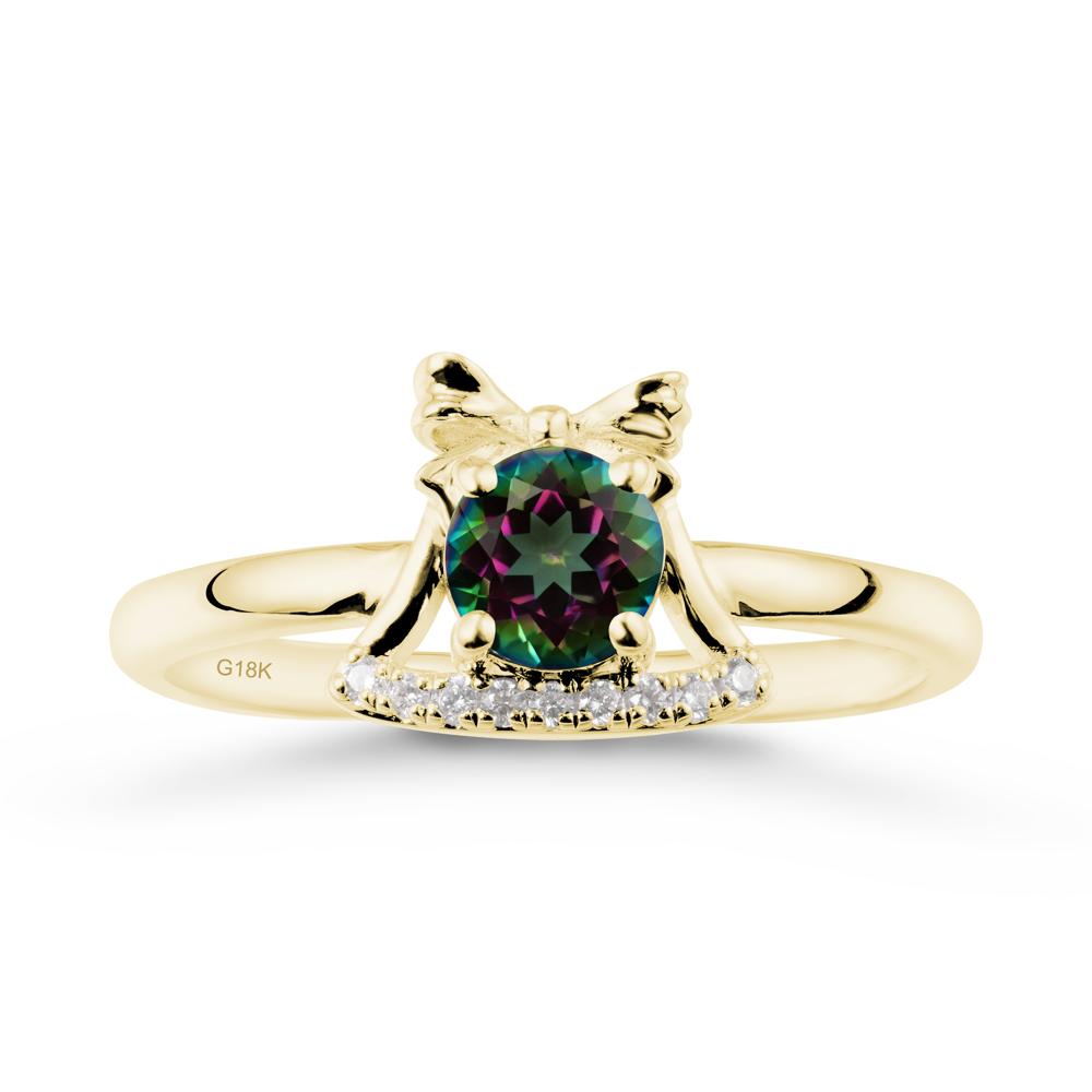 Chrismas Mystic Topaz Ring with Jingle Bells Design - LUO Jewelry #metal_18k yellow gold