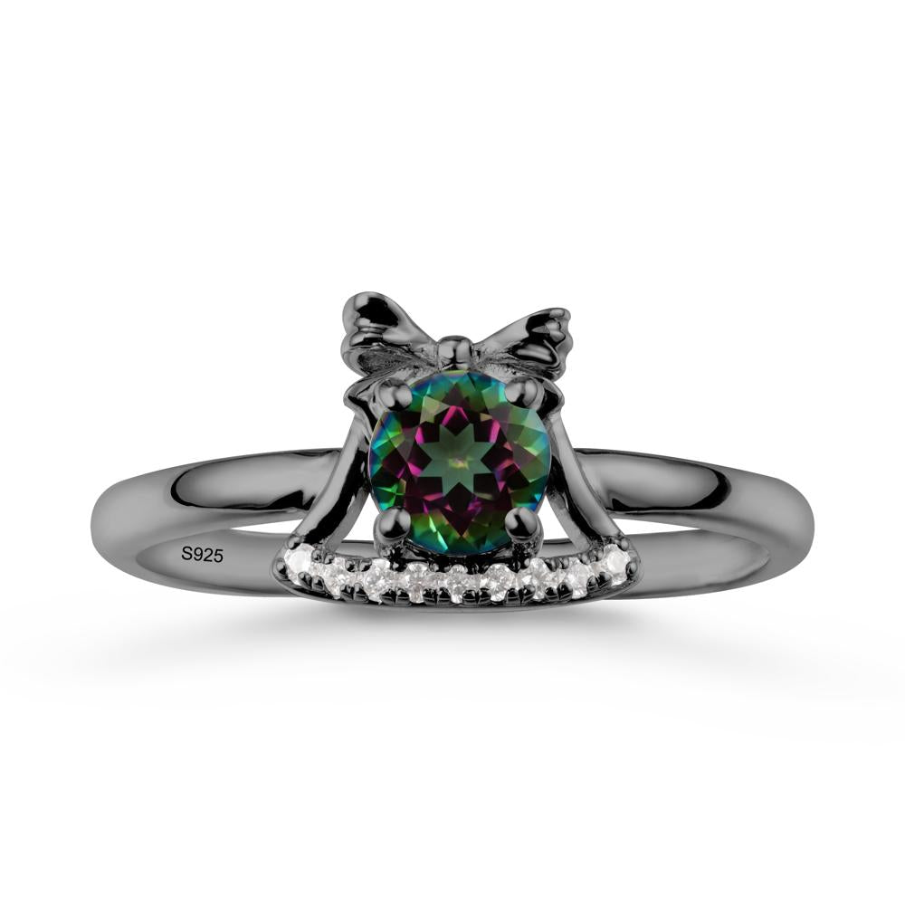 Chrismas Mystic Topaz Ring with Jingle Bells Design - LUO Jewelry #metal_black finish sterling silver
