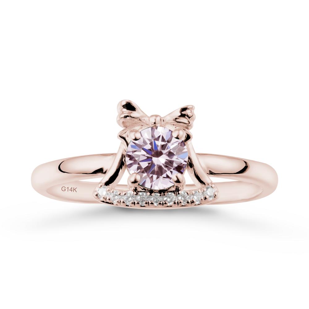 Bow Knot Round Pink Cubic Zirconia Ring - LUO Jewelry #metal_14k rose gold