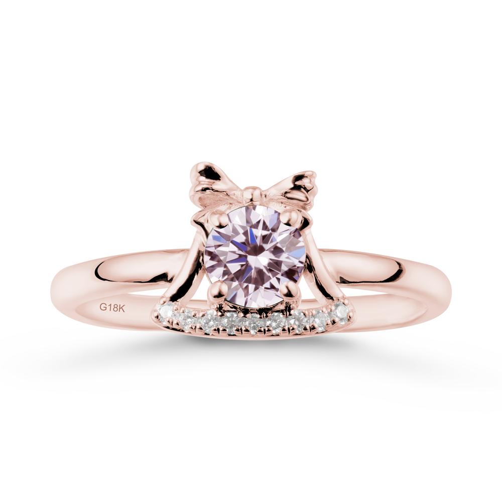 Bow Knot Round Pink Cubic Zirconia Ring - LUO Jewelry #metal_18k rose gold