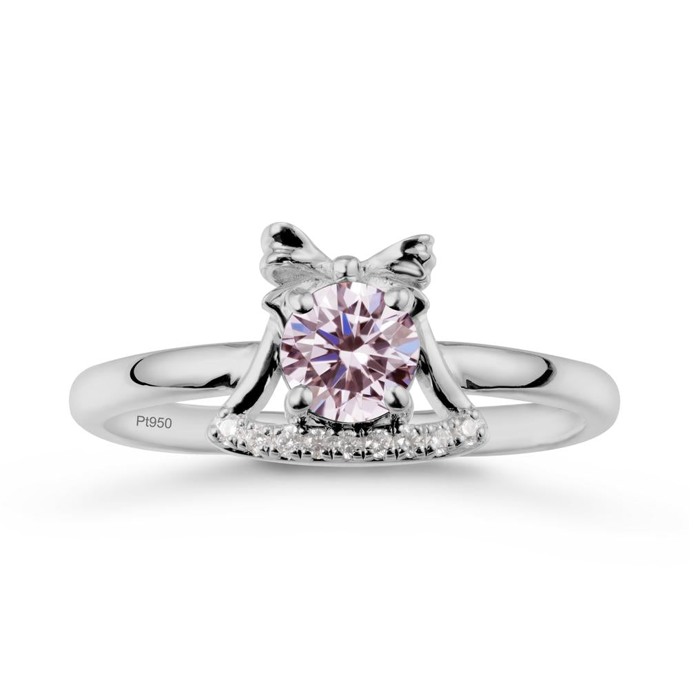 Bow Knot Round Pink Cubic Zirconia Ring - LUO Jewelry #metal_platinum