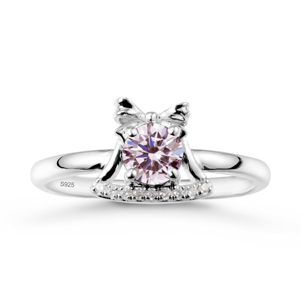 Bow Knot Round Pink Cubic Zirconia Ring - LUO Jewelry #metal_sterling silver