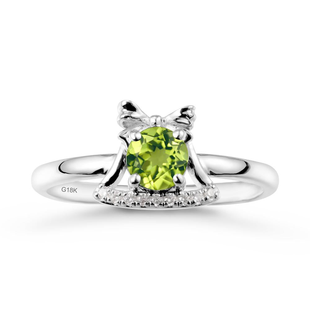 Chrismas Peridot Ring with Jingle Bells Design - LUO Jewelry #metal_18k white gold
