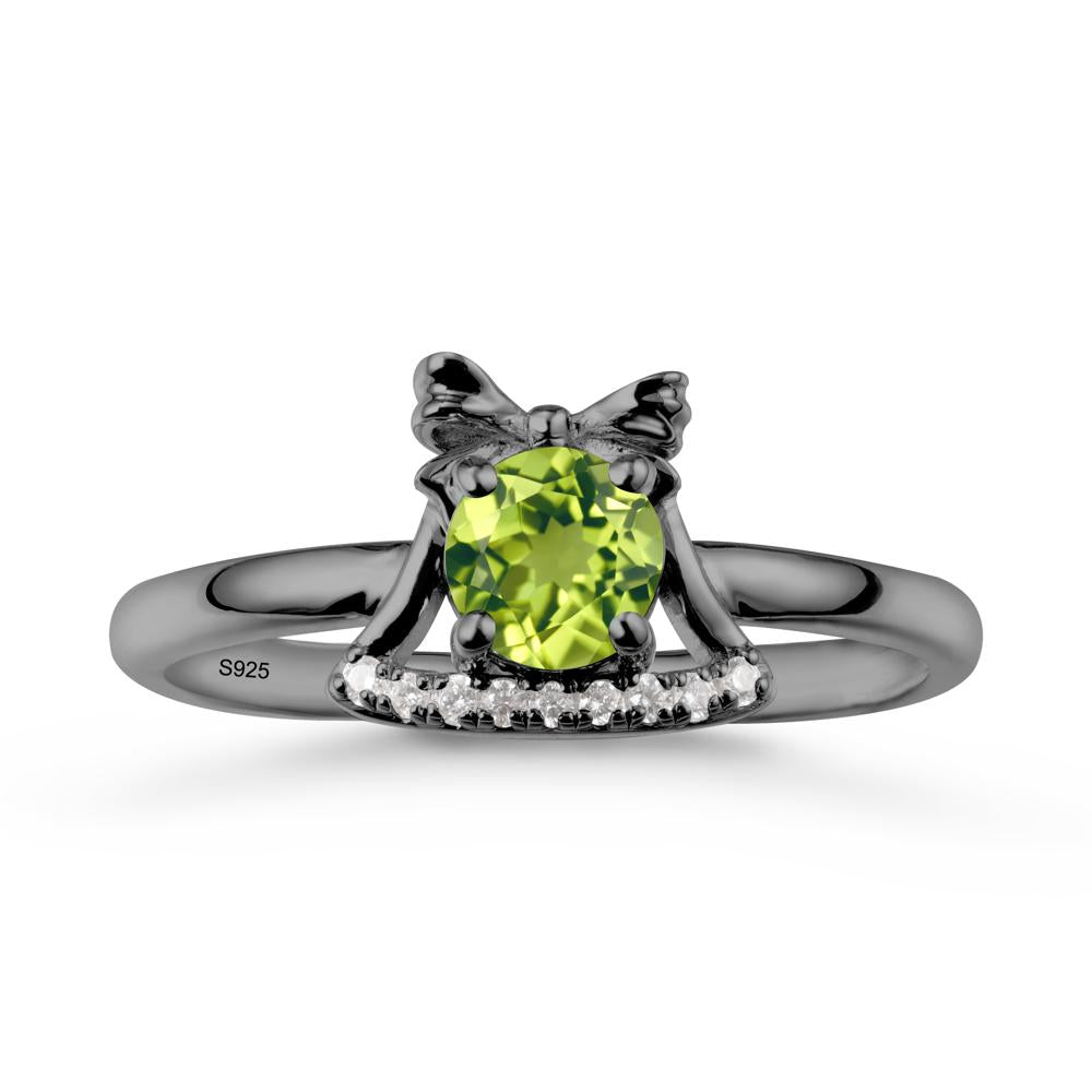 Chrismas Peridot Ring with Jingle Bells Design - LUO Jewelry #metal_black finish sterling silver