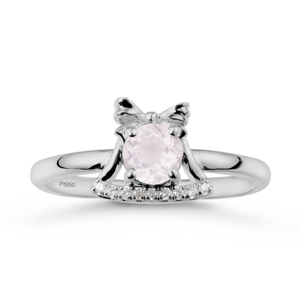 Bow Knot Round Rose Quartz Ring - LUO Jewelry #metal_platinum