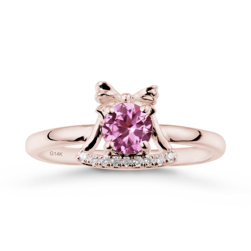 Chrismas Pink Sapphire Ring with Jingle Bells Design - LUO Jewelry #metal_14k rose gold