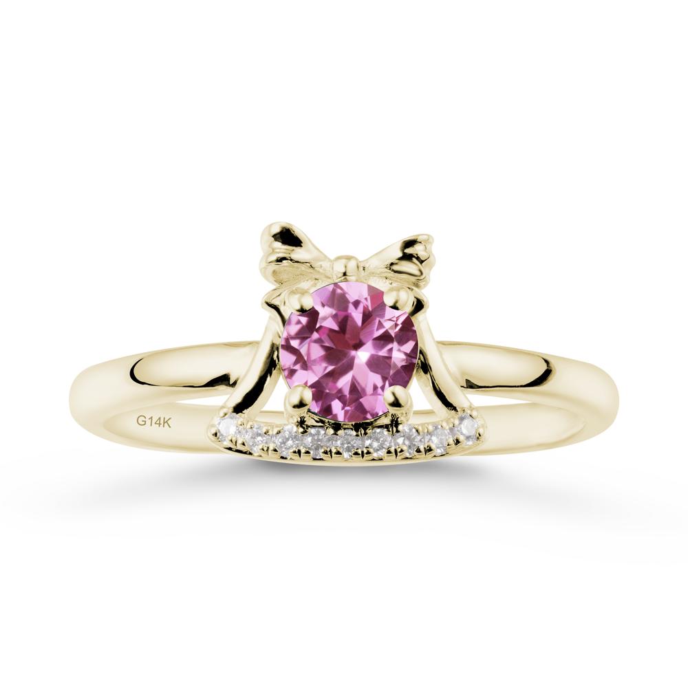Chrismas Pink Sapphire Ring with Jingle Bells Design - LUO Jewelry #metal_14k yellow gold