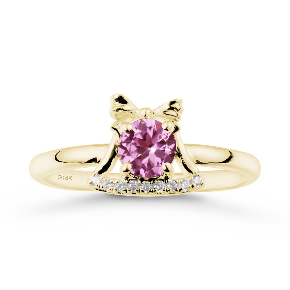 Chrismas Pink Sapphire Ring with Jingle Bells Design - LUO Jewelry #metal_18k yellow gold