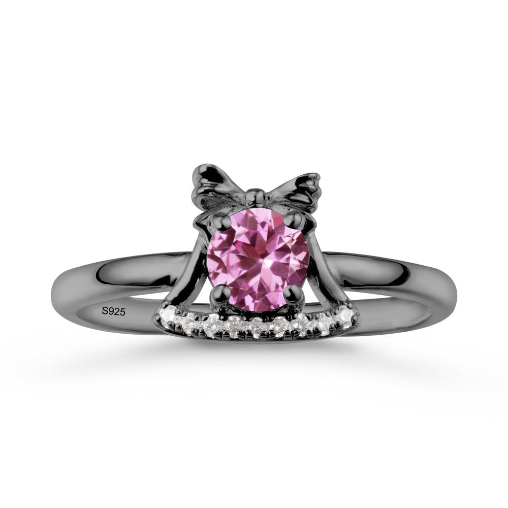 Chrismas Pink Sapphire Ring with Jingle Bells Design - LUO Jewelry #metal_black finish sterling silver
