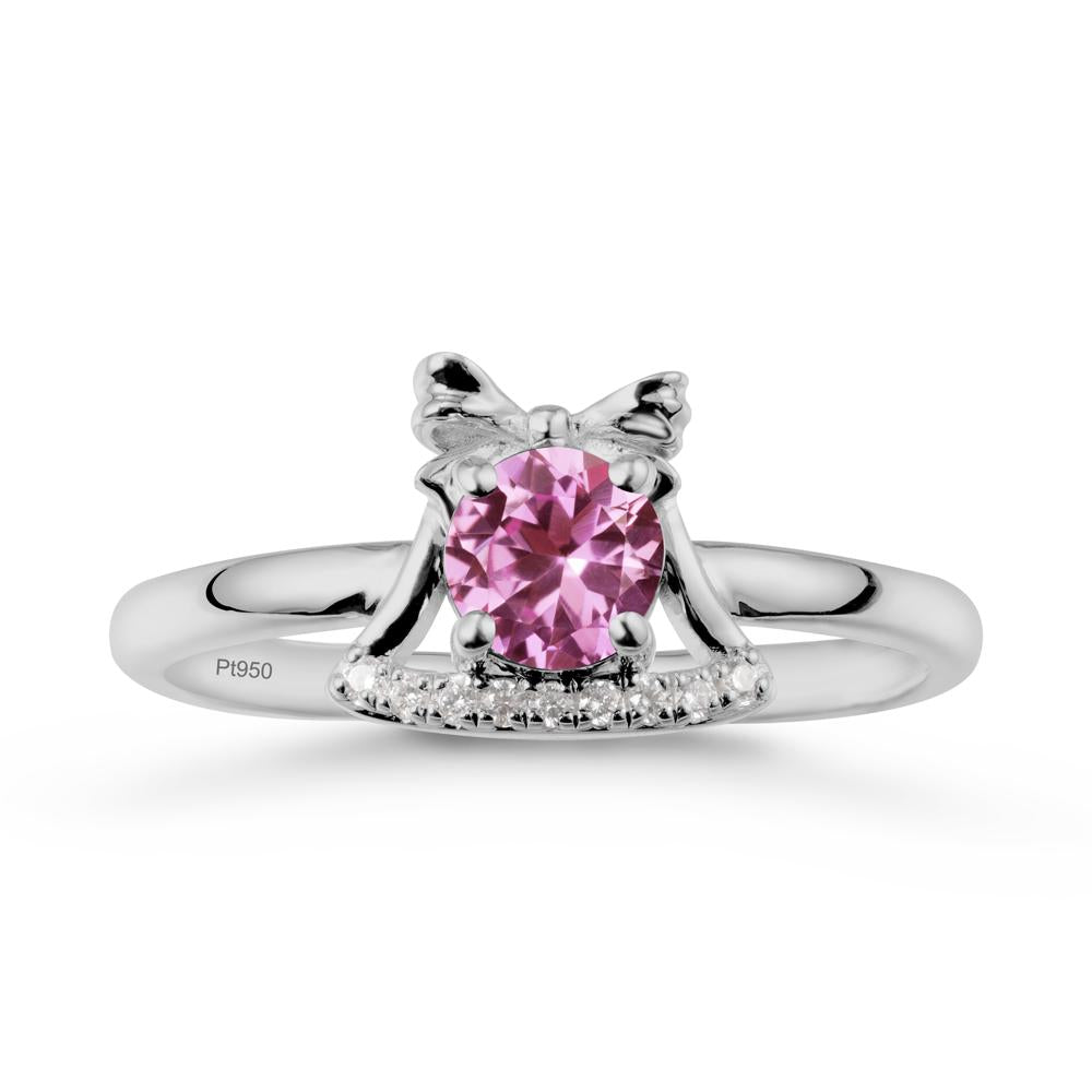 Chrismas Pink Sapphire Ring with Jingle Bells Design - LUO Jewelry #metal_platinum