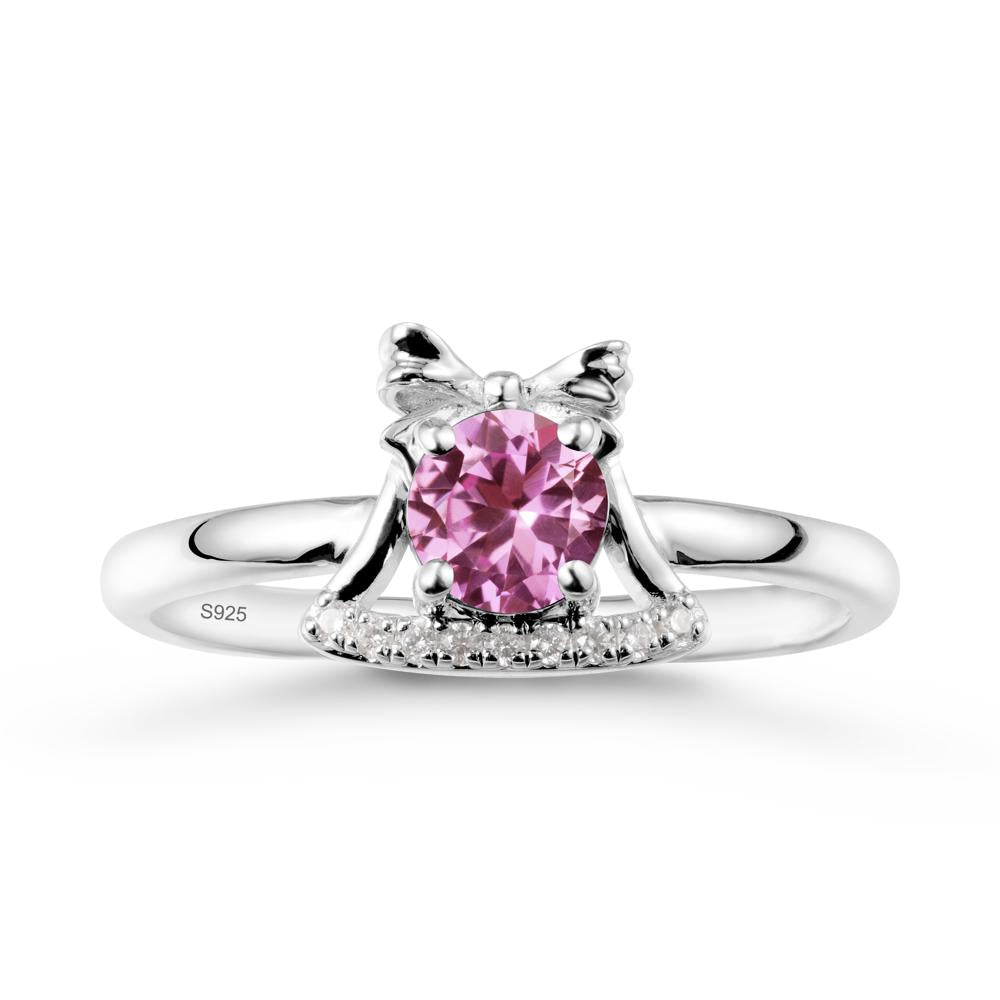 Chrismas Pink Sapphire Ring with Jingle Bells Design - LUO Jewelry #metal_sterling silver