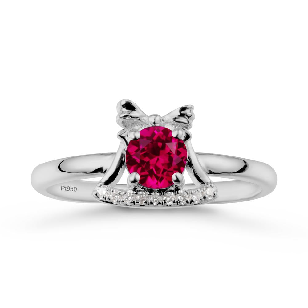 Bow Knot Round Ruby Ring - LUO Jewelry #metal_platinum