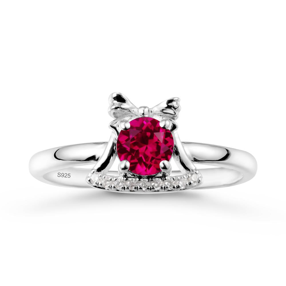Bow Knot Round Ruby Ring - LUO Jewelry #metal_sterling silver