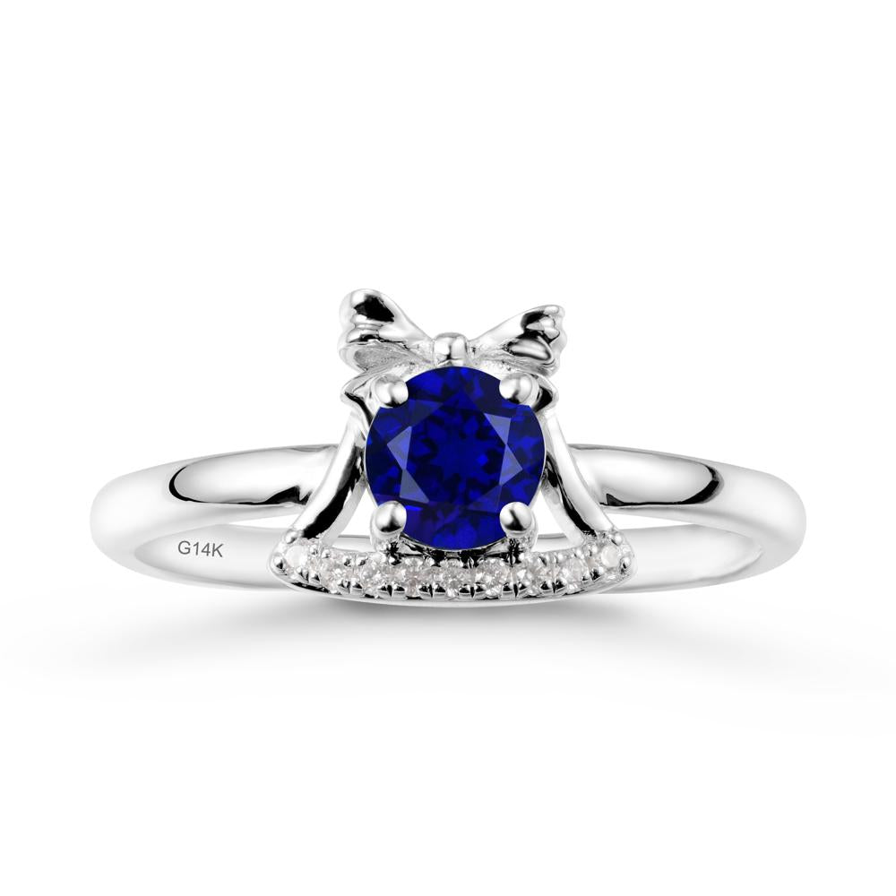 Chrismas Sapphire Ring with Jingle Bells Design - LUO Jewelry #metal_14k white gold