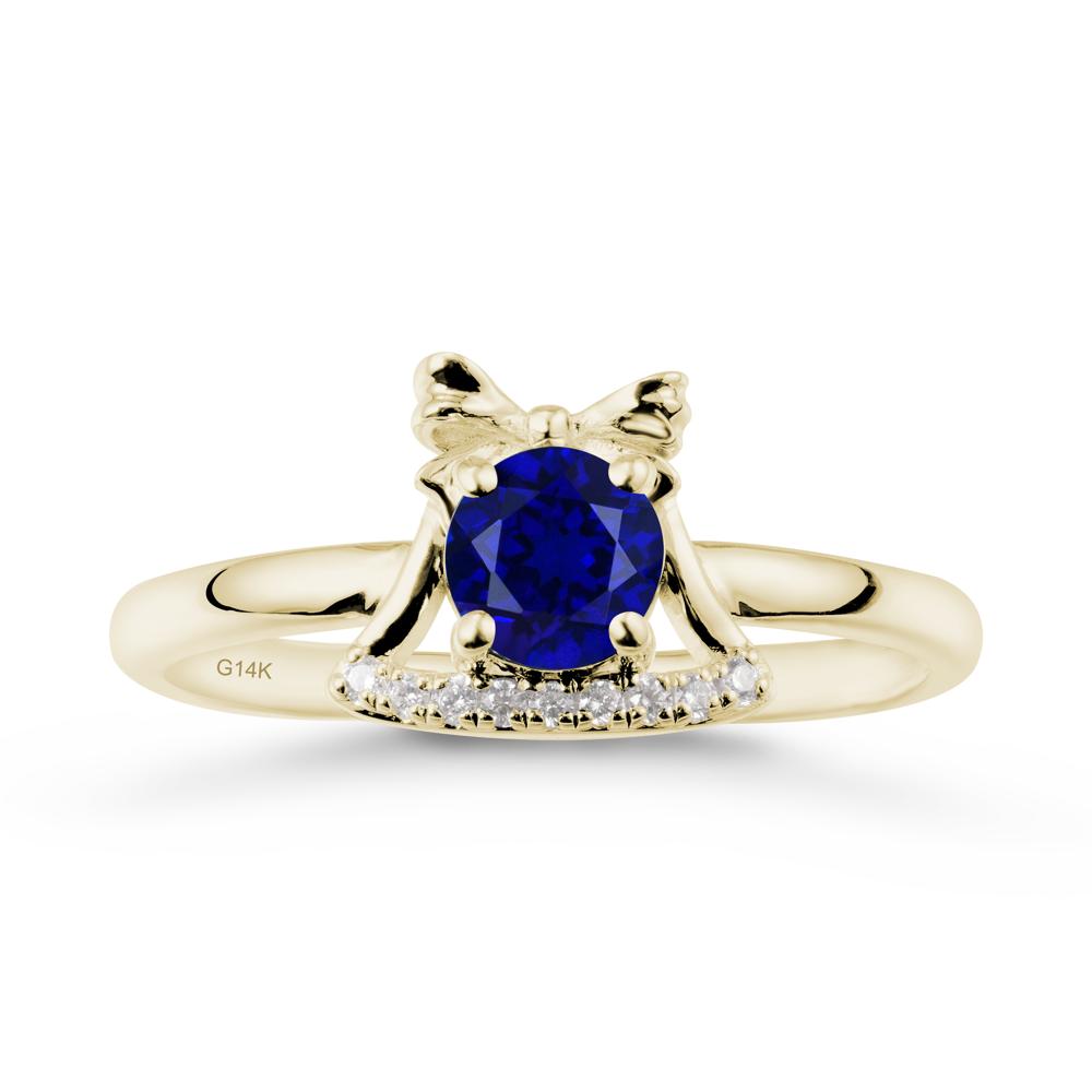 Chrismas Sapphire Ring with Jingle Bells Design - LUO Jewelry #metal_14k yellow gold