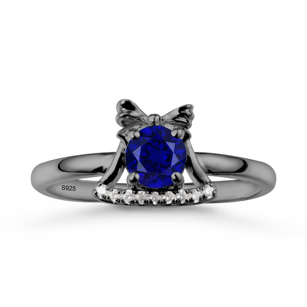 Chrismas Sapphire Ring with Jingle Bells Design - LUO Jewelry #metal_black finish sterling silver