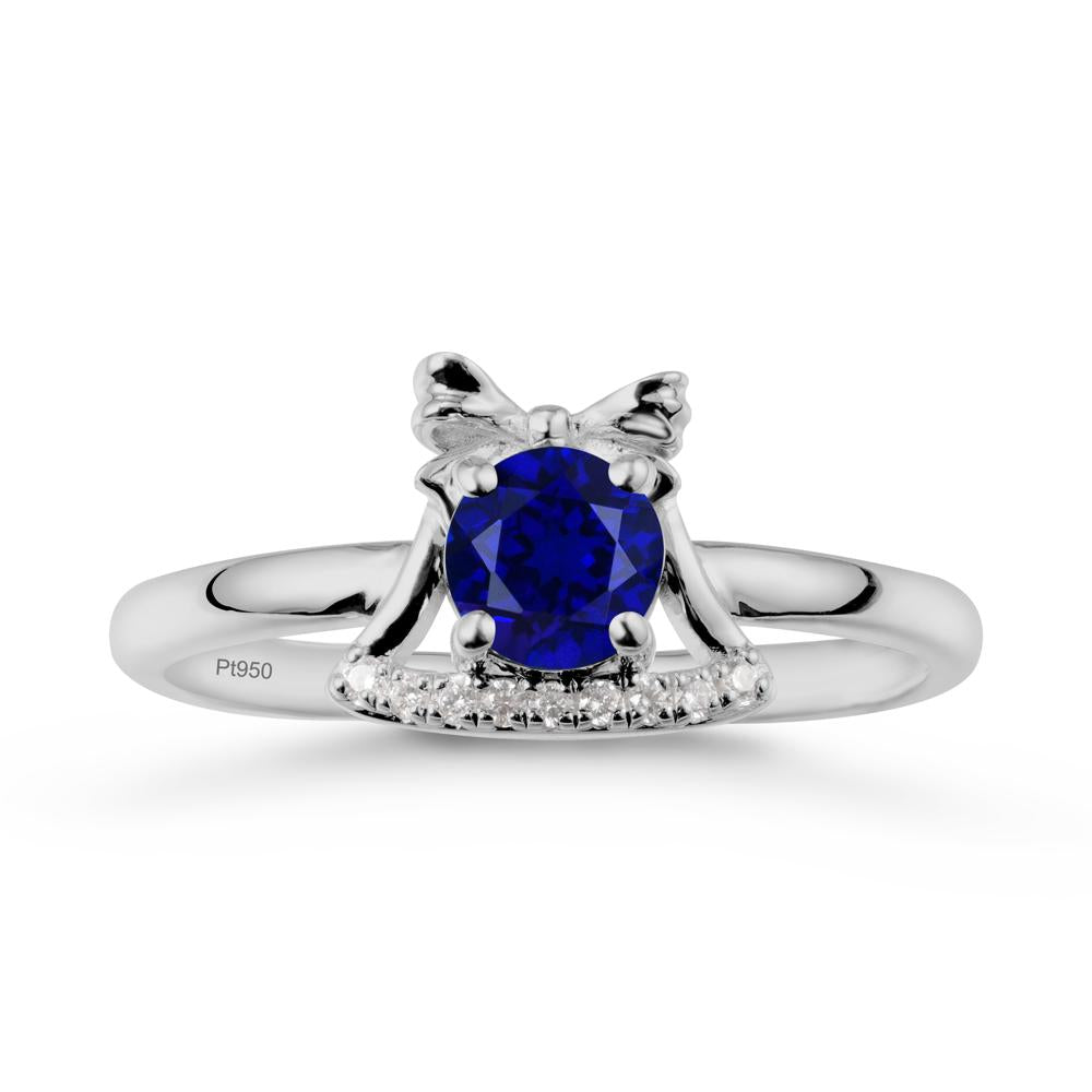 Chrismas Sapphire Ring with Jingle Bells Design - LUO Jewelry #metal_platinum