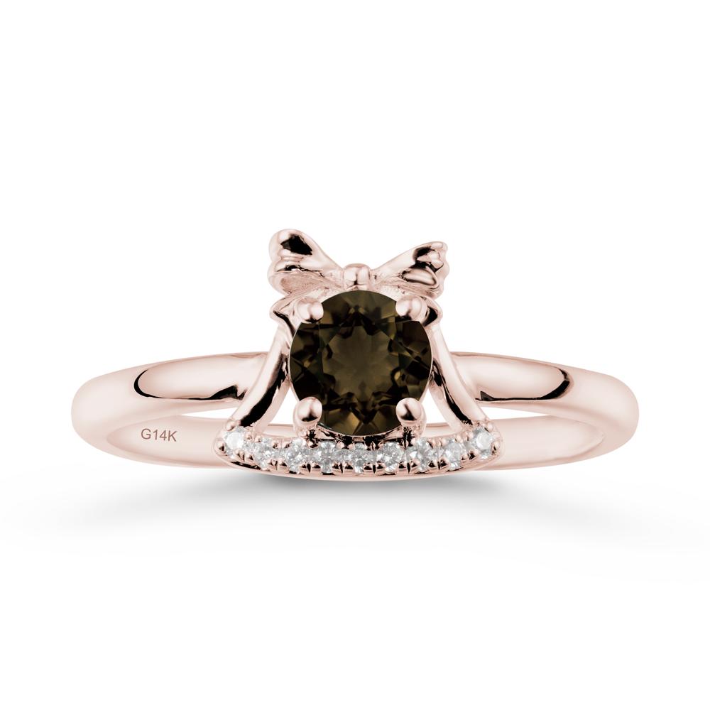 Bow Knot Round Smoky Quartz Ring - LUO Jewelry #metal_14k rose gold