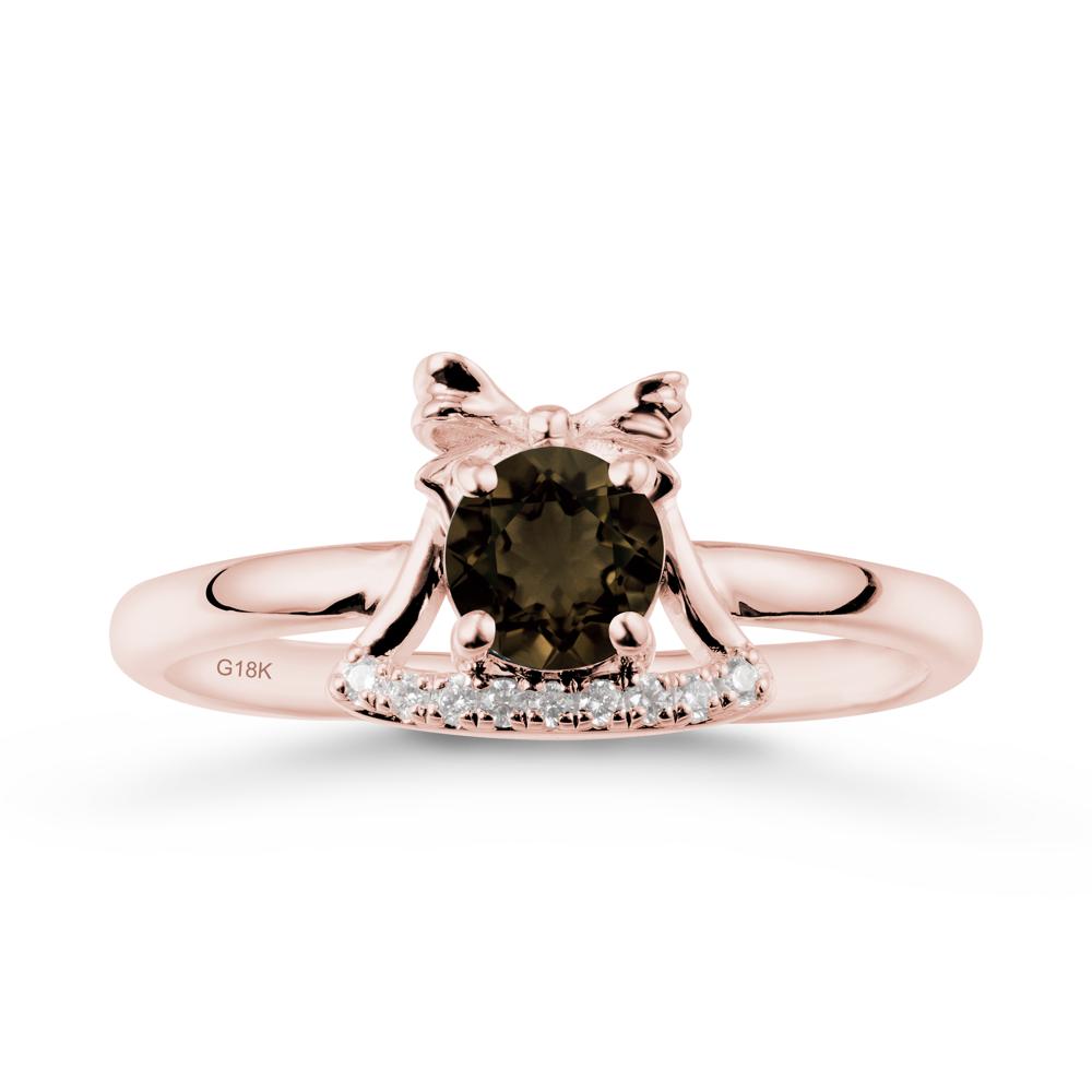 Bow Knot Round Smoky Quartz Ring - LUO Jewelry #metal_18k rose gold