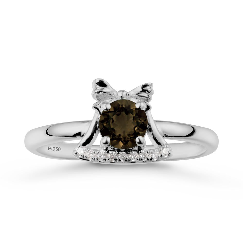 Bow Knot Round Smoky Quartz Ring - LUO Jewelry #metal_platinum