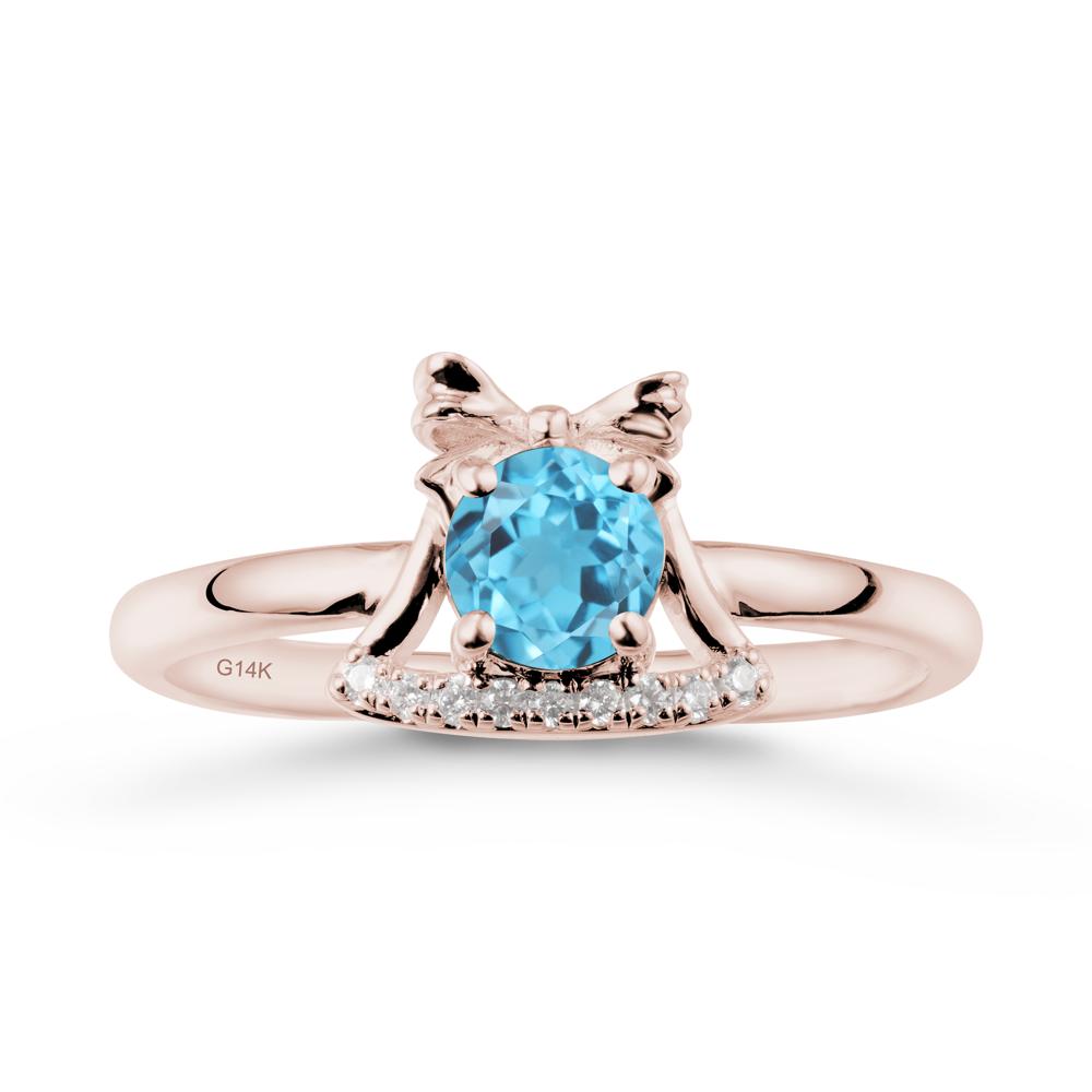 Chrismas Swiss Blue Topaz Ring with Jingle Bells Design - LUO Jewelry #metal_14k rose gold