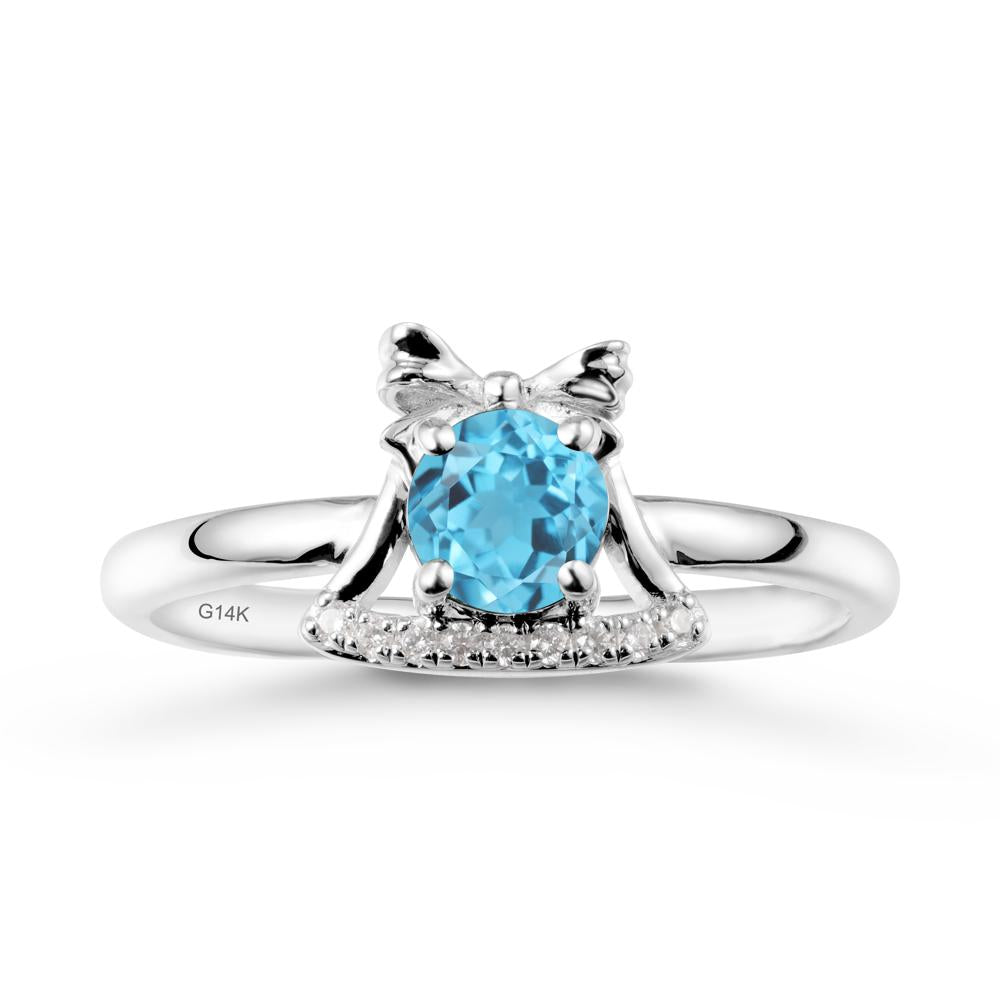 Chrismas Swiss Blue Topaz Ring with Jingle Bells Design - LUO Jewelry #metal_14k white gold