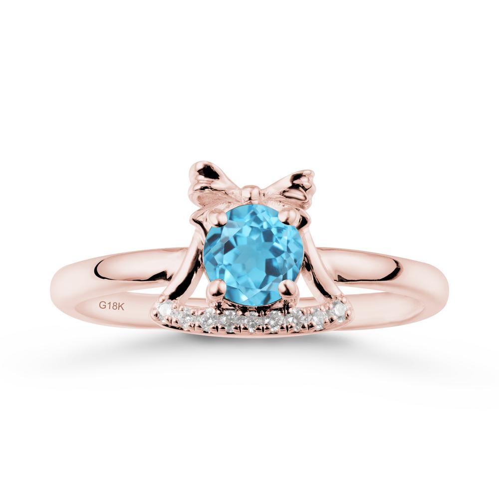 Chrismas Swiss Blue Topaz Ring with Jingle Bells Design - LUO Jewelry #metal_18k rose gold