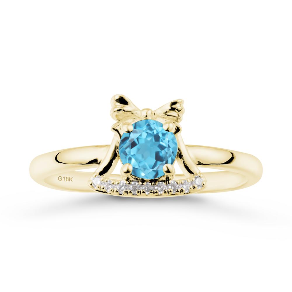 Chrismas Swiss Blue Topaz Ring with Jingle Bells Design - LUO Jewelry #metal_18k yellow gold