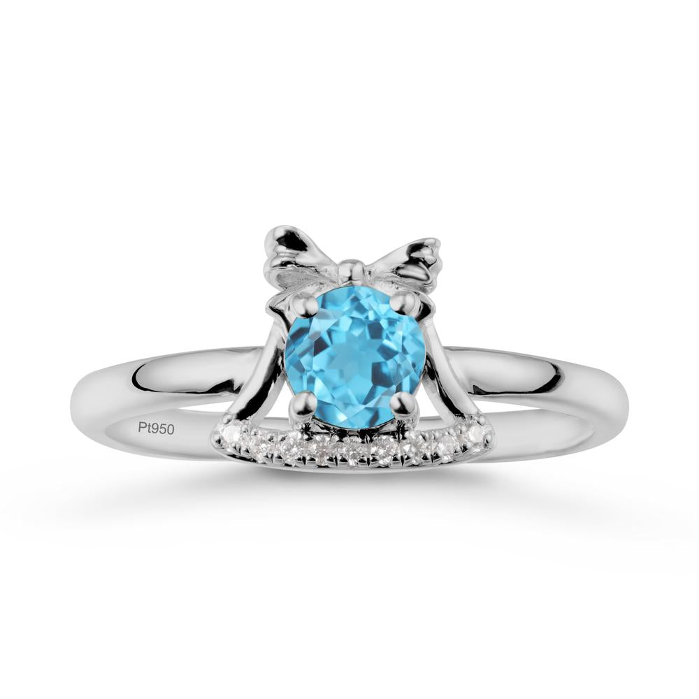 Chrismas Swiss Blue Topaz Ring with Jingle Bells Design - LUO Jewelry #metal_platinum