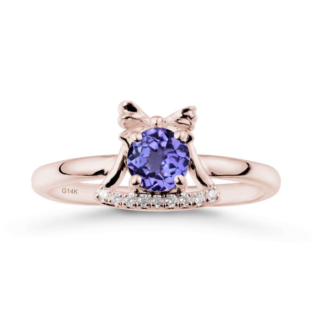 Bow Knot Round Tanzanite Ring - LUO Jewelry #metal_14k rose gold