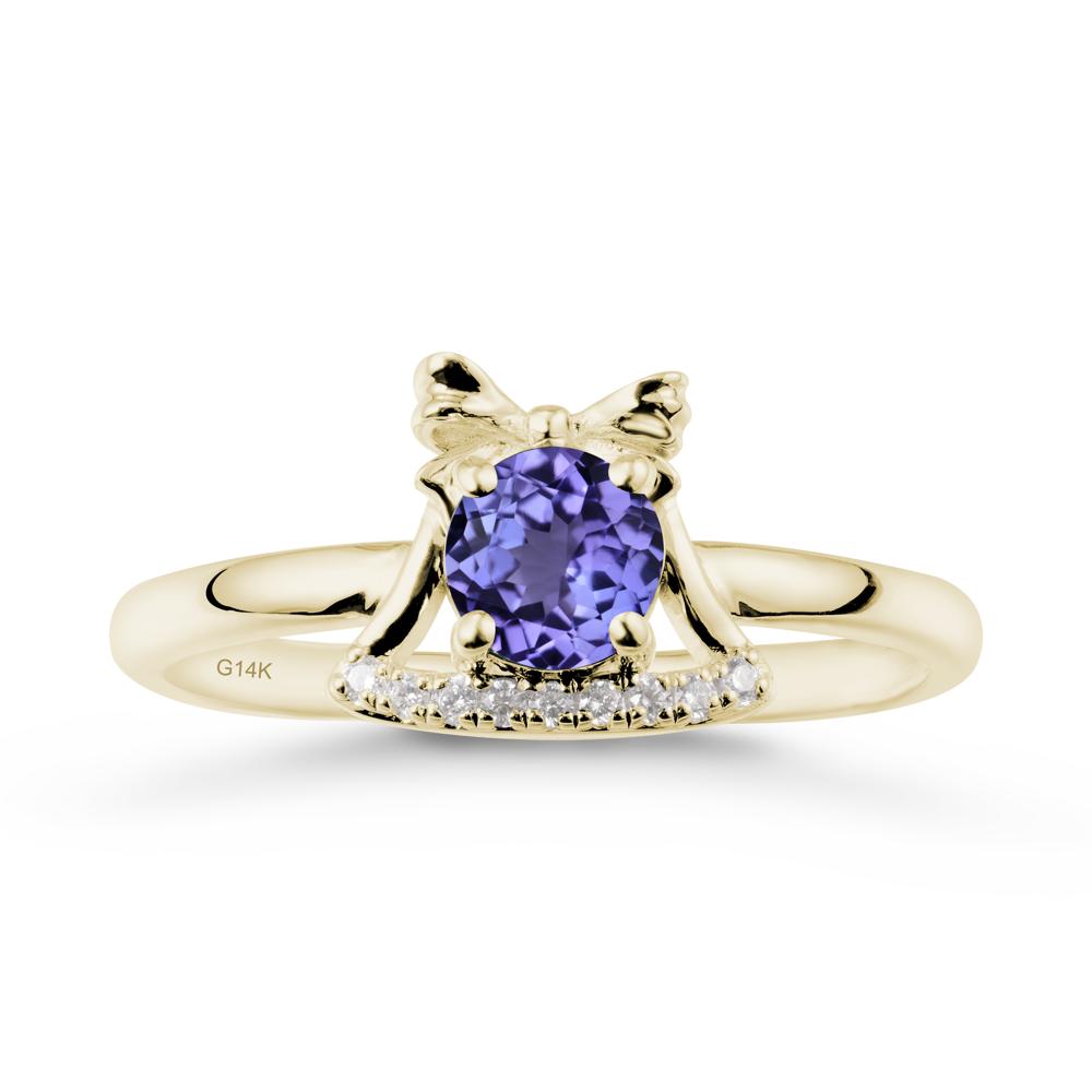 Bow Knot Round Tanzanite Ring - LUO Jewelry #metal_14k yellow gold
