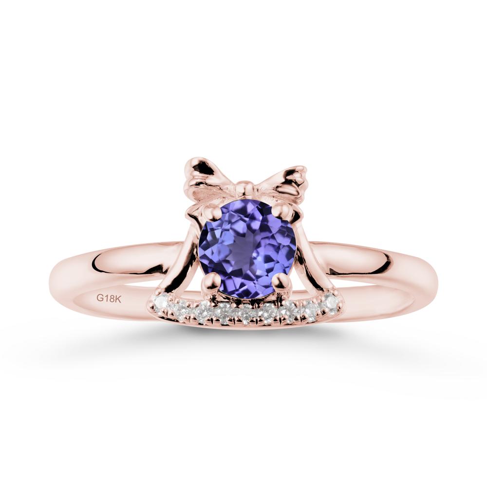 Bow Knot Round Tanzanite Ring - LUO Jewelry #metal_18k rose gold