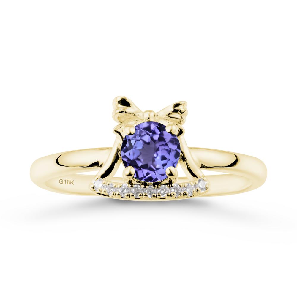 Bow Knot Round Tanzanite Ring - LUO Jewelry #metal_18k yellow gold