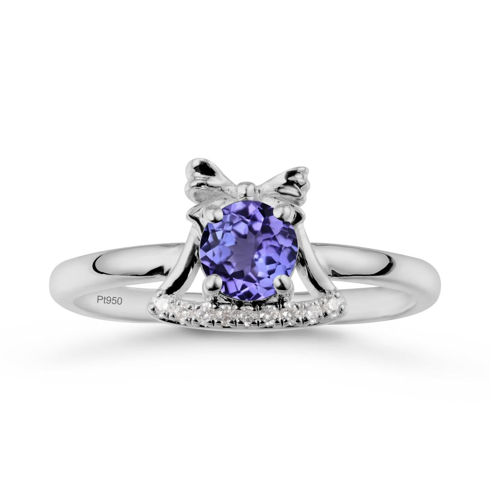 Bow Knot Round Tanzanite Ring - LUO Jewelry #metal_platinum
