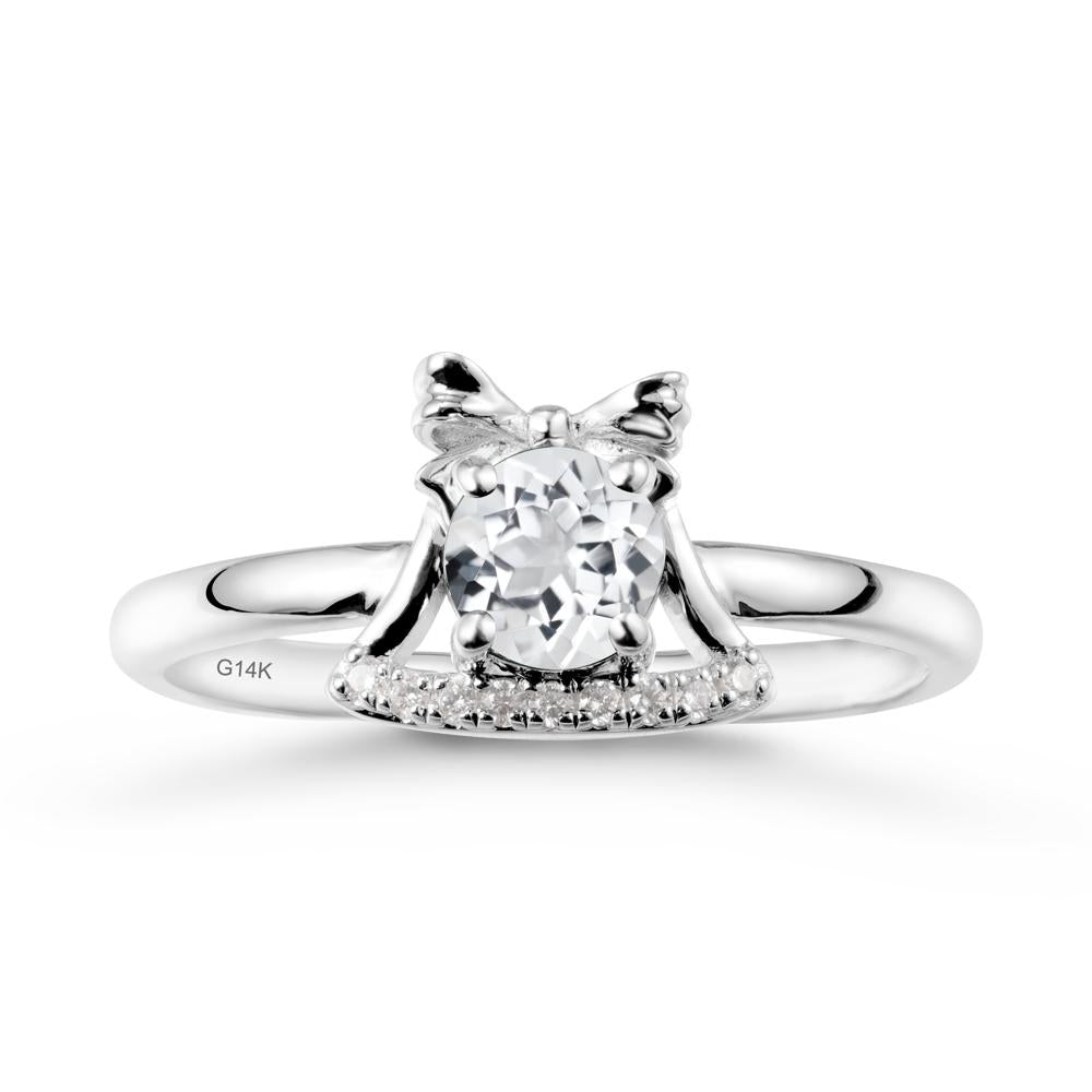 Chrismas White Topaz Ring with Jingle Bells Design - LUO Jewelry #metal_14k white gold