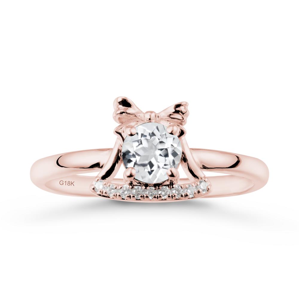 Chrismas White Topaz Ring with Jingle Bells Design - LUO Jewelry #metal_18k rose gold