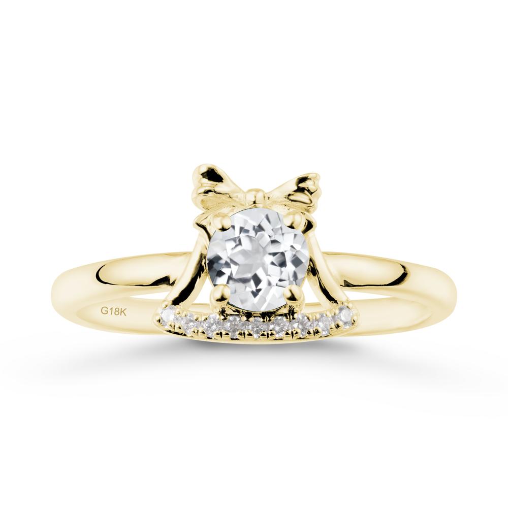 Chrismas White Topaz Ring with Jingle Bells Design - LUO Jewelry #metal_18k yellow gold