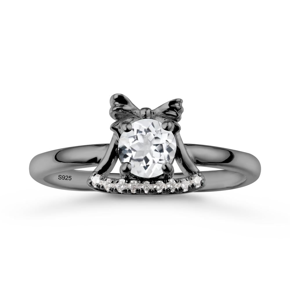 Chrismas White Topaz Ring with Jingle Bells Design - LUO Jewelry #metal_black finish sterling silver