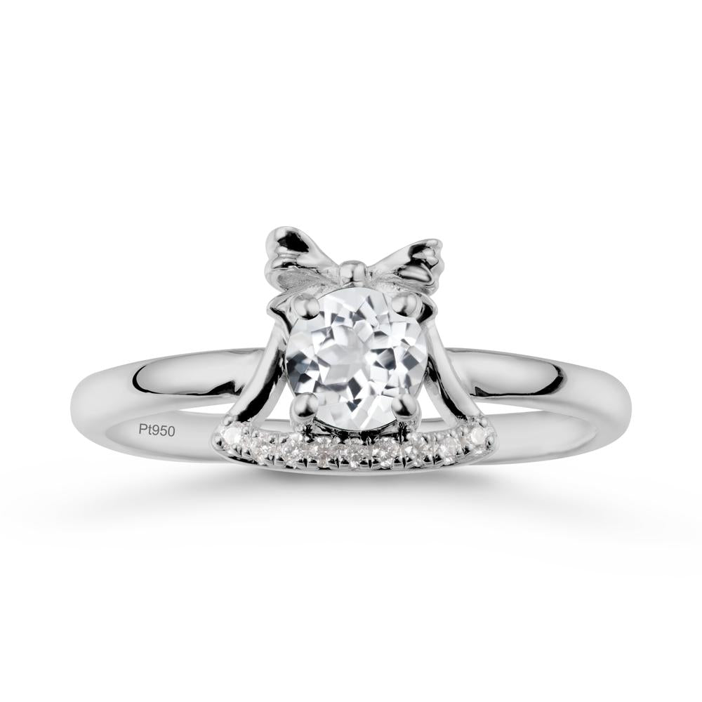 Chrismas White Topaz Ring with Jingle Bells Design - LUO Jewelry #metal_platinum