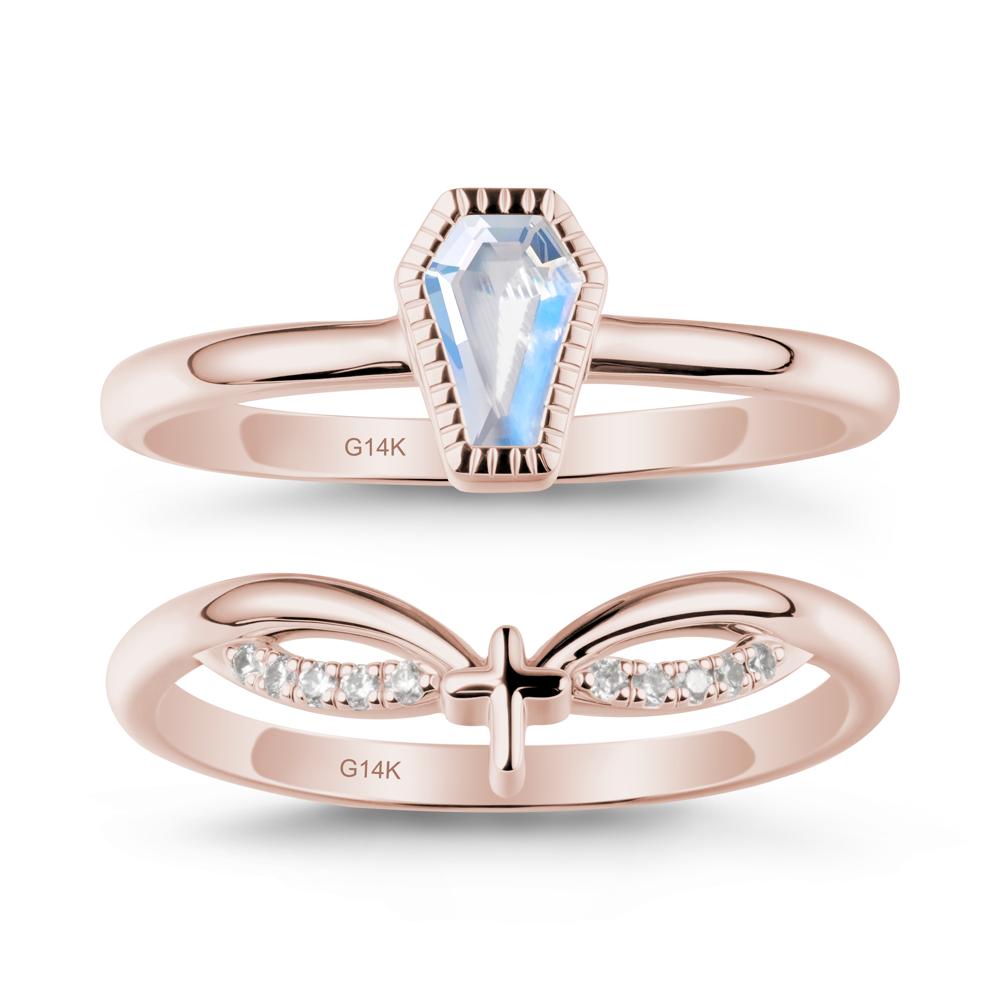 Coffin Cut Moonstone Ring Set - LUO Jewelry #gemstone_Moonstone