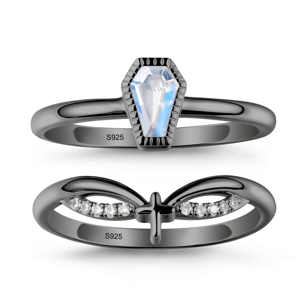 Coffin Cut Moonstone Ring Set - LUO Jewelry #gemstone_Moonstone