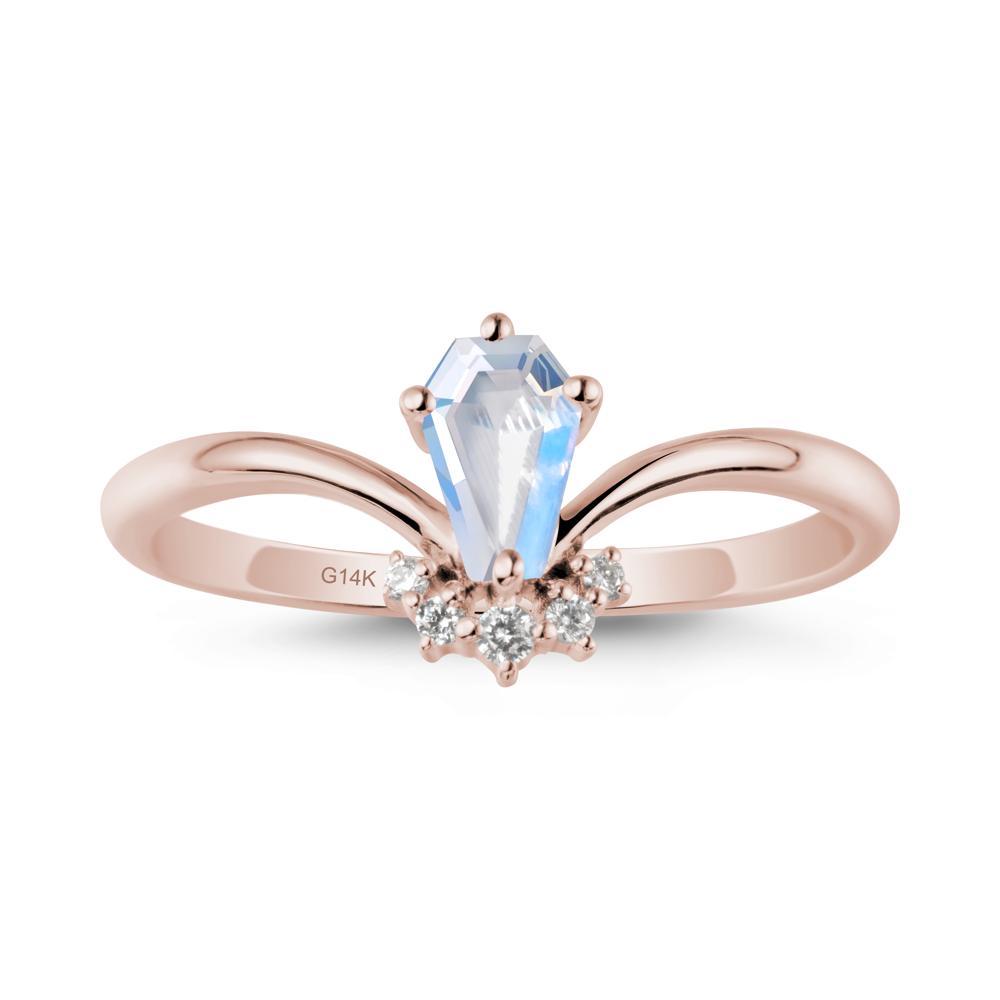 Simple Coffin Cut Moonstone Engagement Ring - LUO Jewelry #metal_14k rose gold