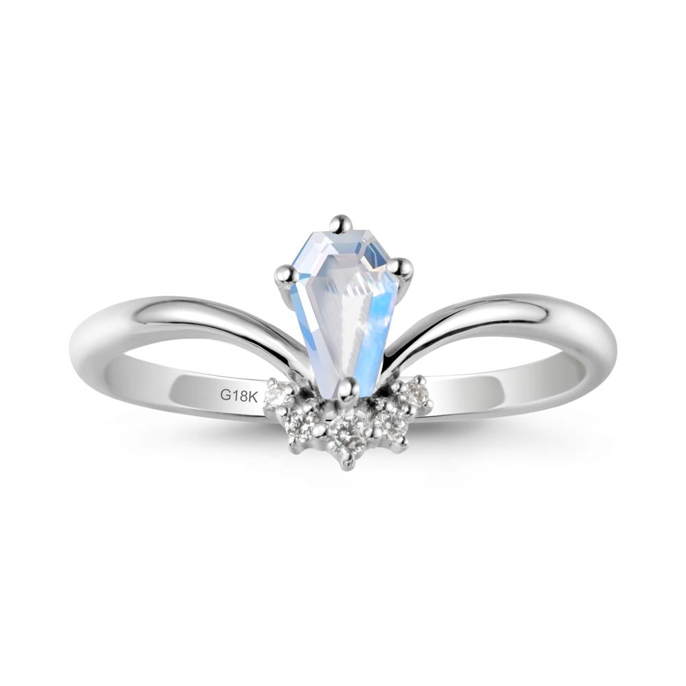 Simple Coffin Cut Moonstone Engagement Ring - LUO Jewelry #metal_18k white gold