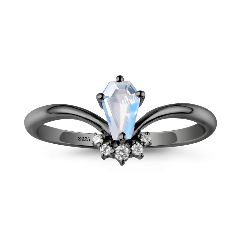 Simple Coffin Cut Moonstone Engagement Ring - LUO Jewelry #metal_black finish sterling silver
