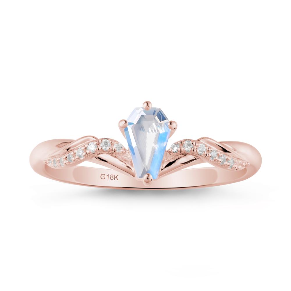Coffin Cut Moonstone Ring with Twined Band - LUO Jewelry #metal_18k rose gold