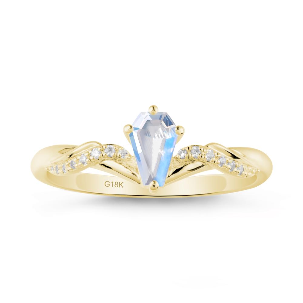 Coffin Cut Moonstone Ring with Twined Band - LUO Jewelry #metal_18k yellow gold